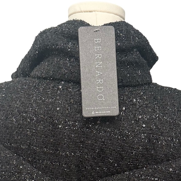 🆕 Bernardo Tweed Puffer Coat Jacket Black Shimmer Women’s Size Small NWT - Picture 8 of 8